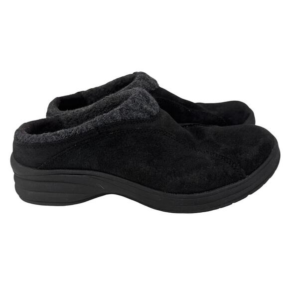 L.L. Bean Clog Women's Size 8 Black Suede North Haven Knit Trim Slip On Comfort - Picture 1 of 11